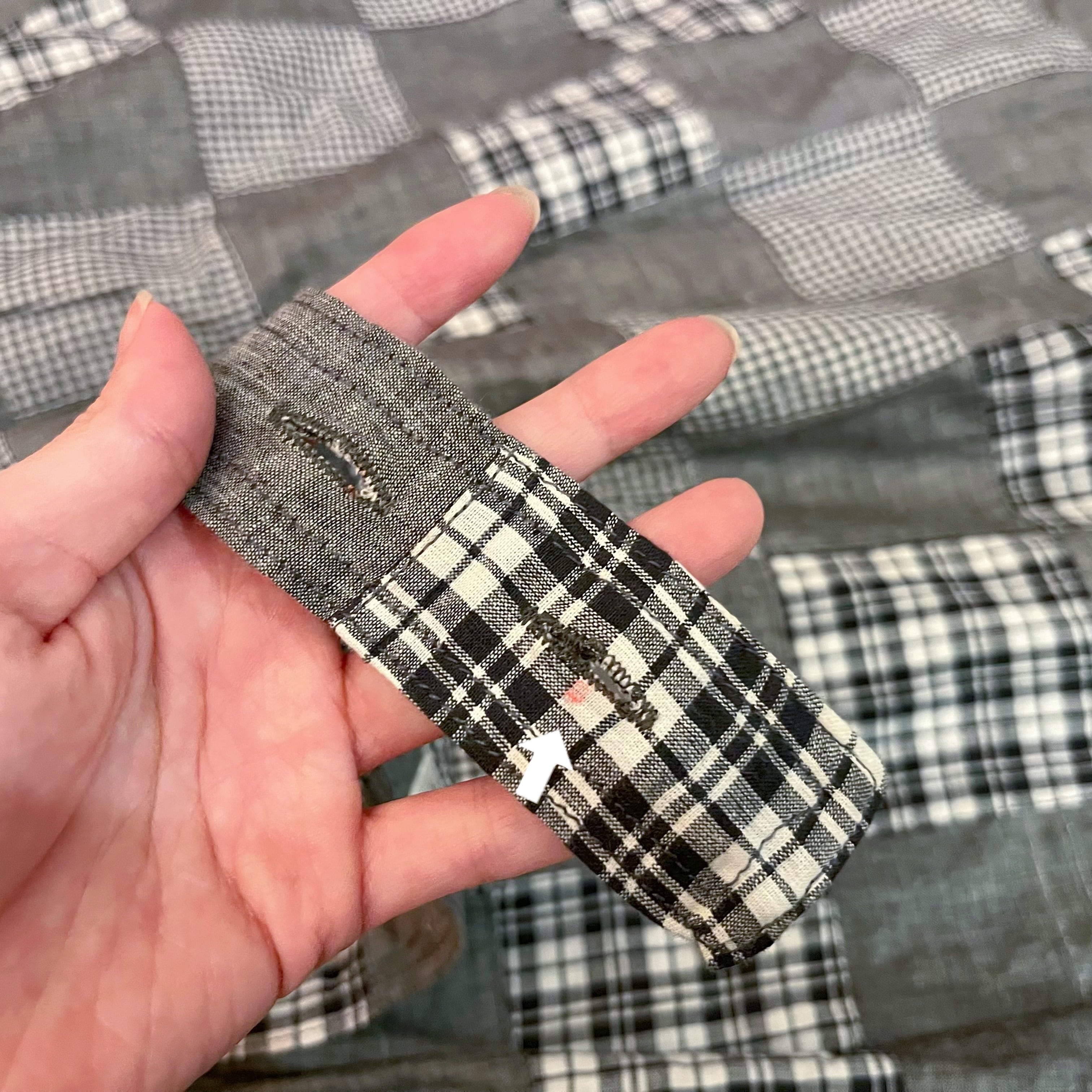 patchwork check apron one-piece