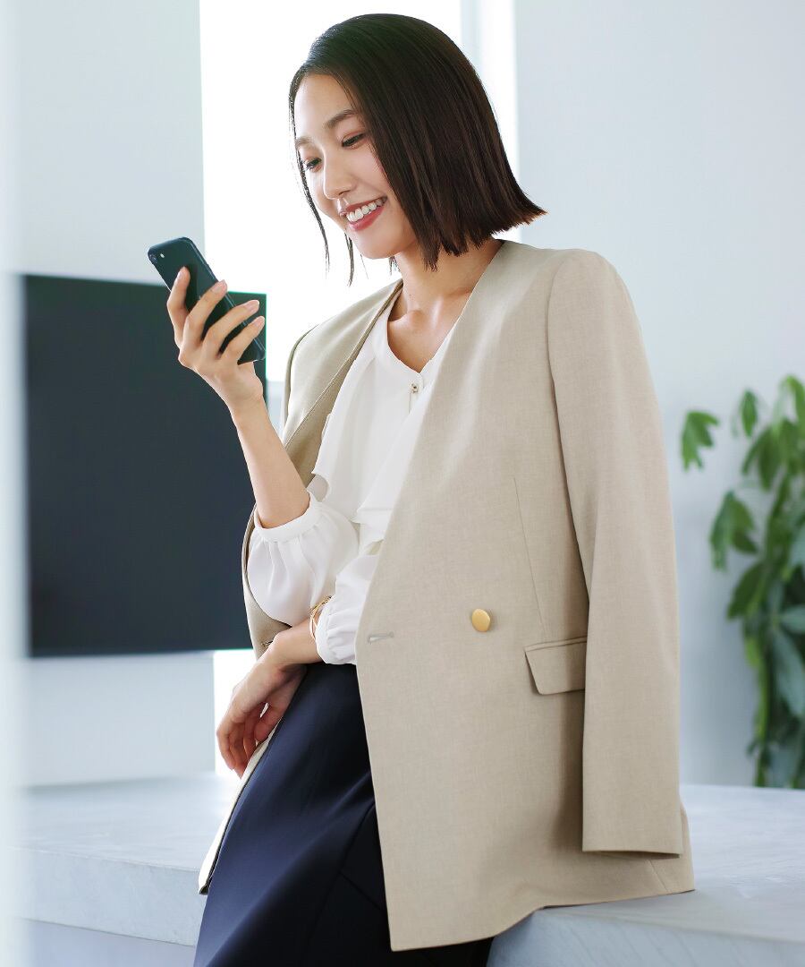 25AW】【 洗える 】 ツイルノーカラーダブルジャケット（775538