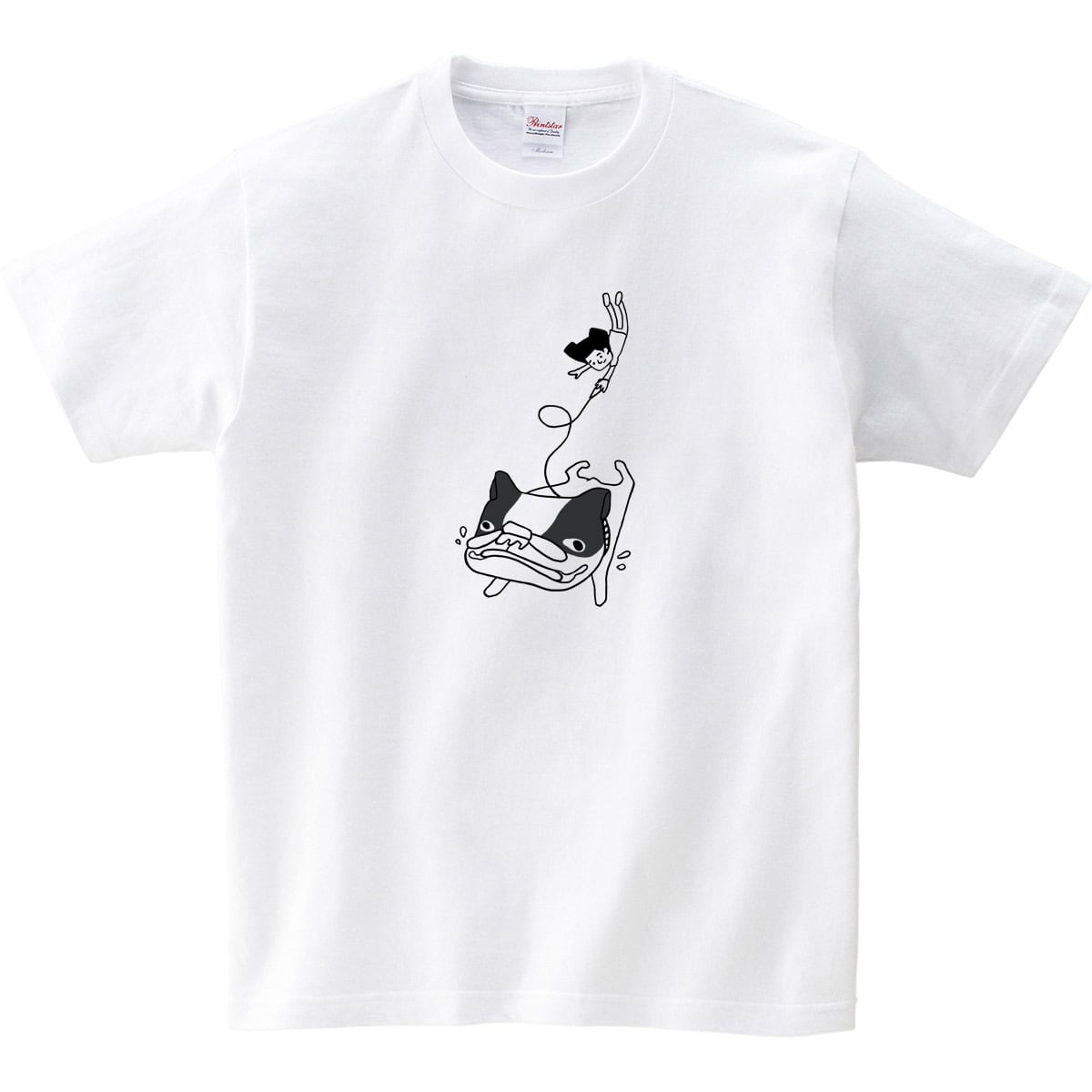 犬と飼い主 爆走するフレブル Tシャツ dog56 犬 ブヒ フレンチブルドッグ 服 ゆるい イラスト おもしろ Tシャツ