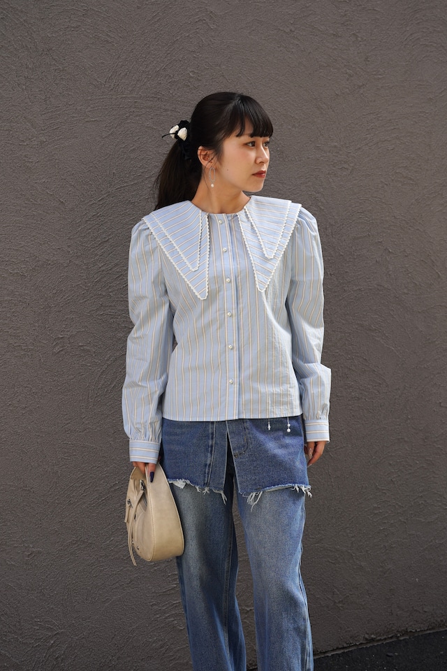 DAWN STRIPE DOUBLE COLLAR SHIRT