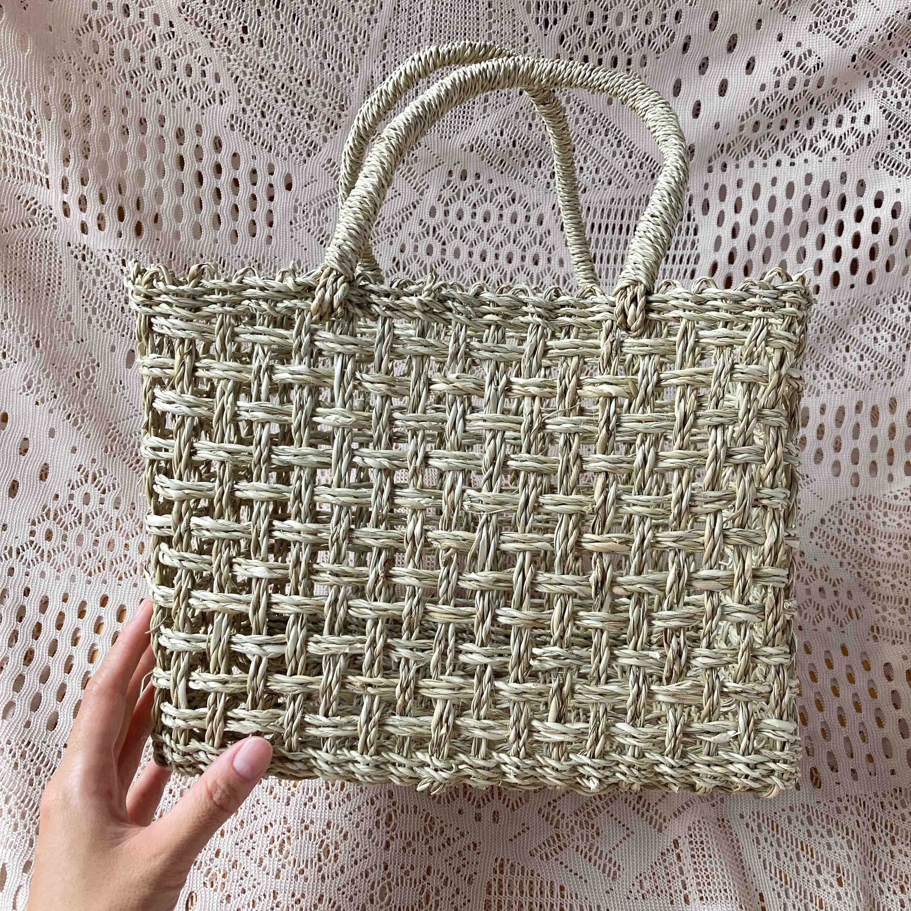 ナチュラル　かごバッグ シーグラスのかごバッグ（ナチュラルS） | かごと雑貨のお店 atta