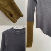 配色ラメスリーブアシメヘムknit/グレー