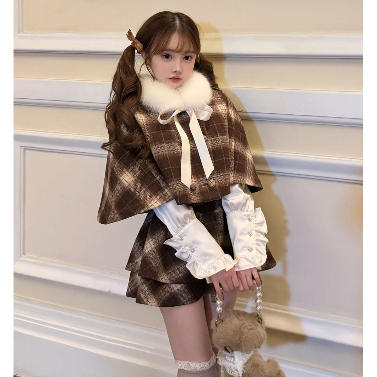 ファートリム襟ケープコート＆スカートセット：JSK | Maiden's Rêve