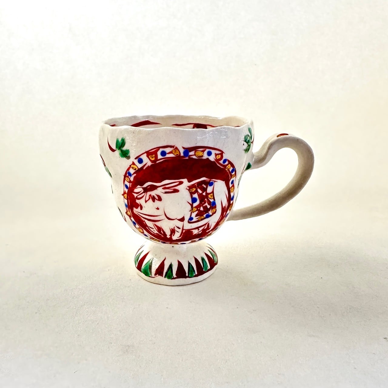 金彩志野赤絵象文マグカップ【榛澤宏】