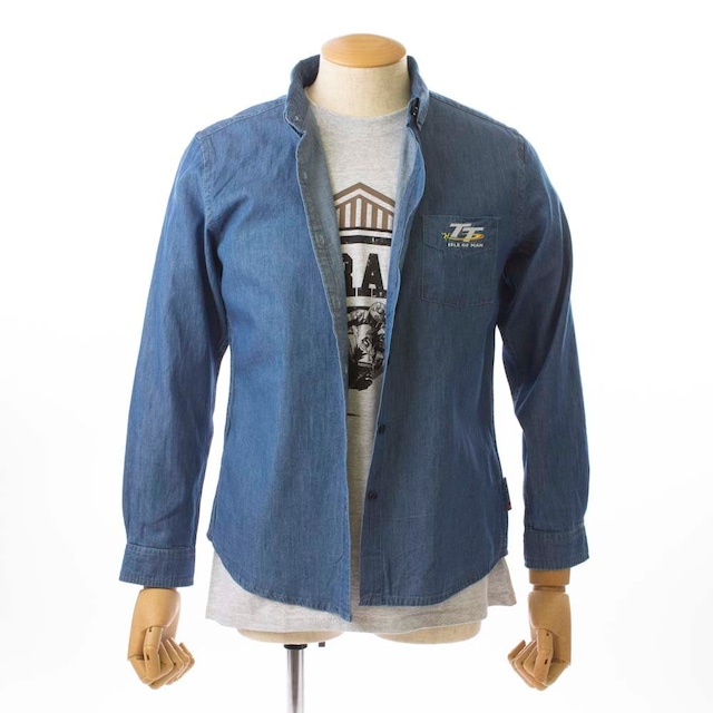 LADIES TT Blue Long Sleeve Denim Shirt