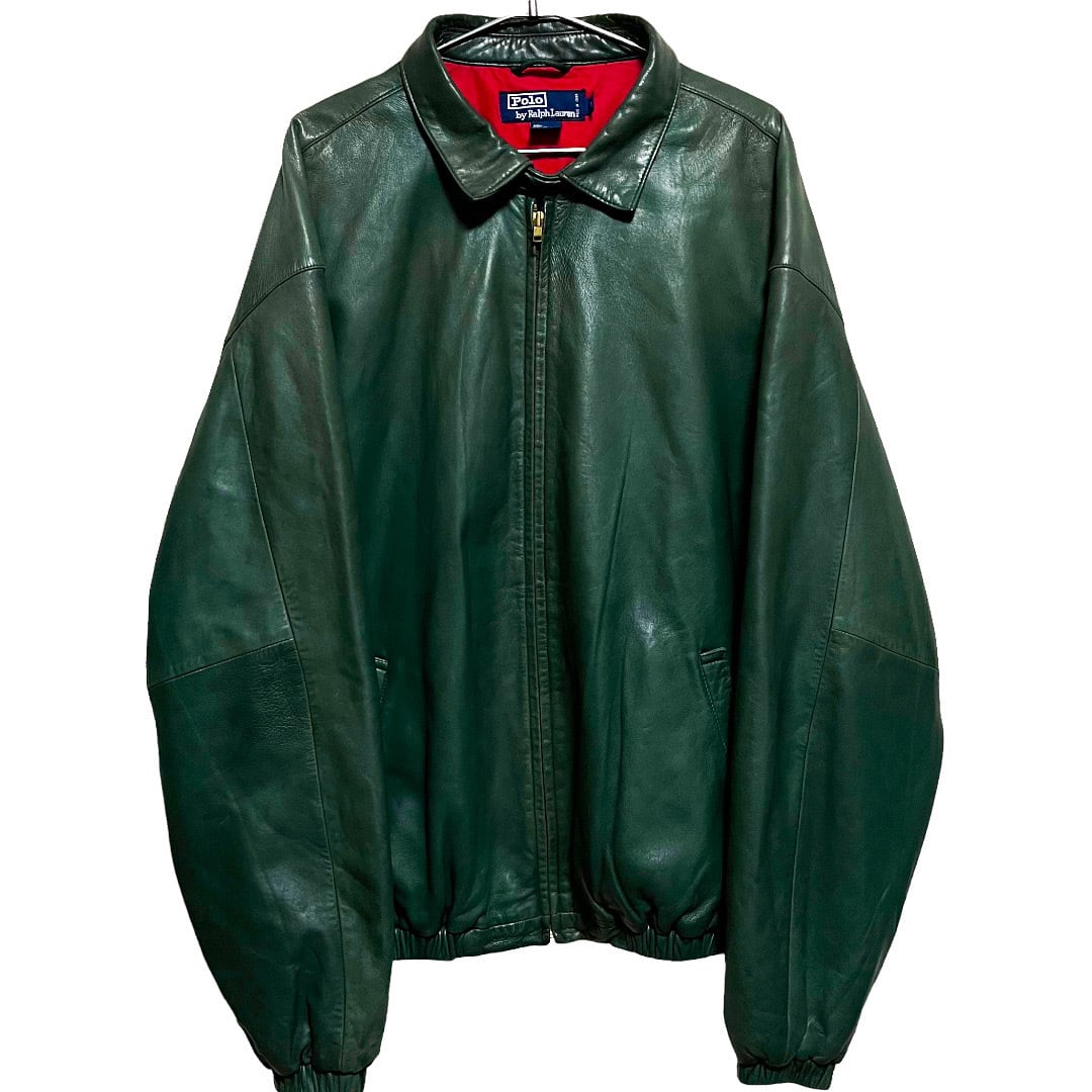 90s Polo Ralph Lauren Leather Jacket”Green” | Big Apple Store