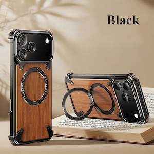 ◆iPhone17 Pro/Pro Max◆ Wood × Metal Magnetic Phone Case / ウッド×メタル マグネット スマホケース