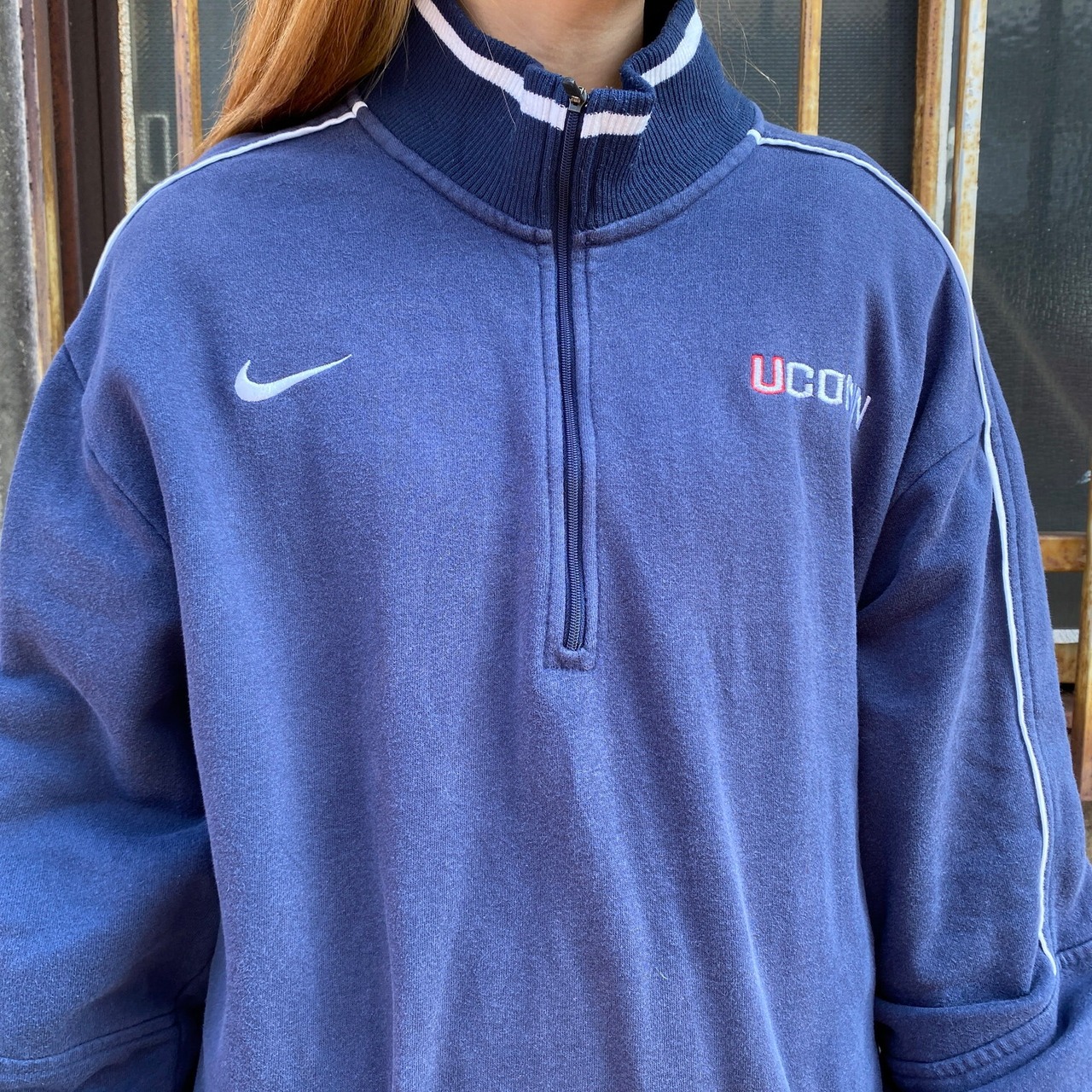 NIKE ナイキ ロゴ刺? ハーフジップ スウェットシャツ メンズXL 古着 