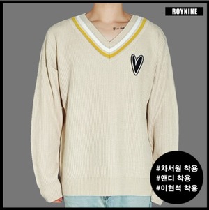 [ROYNINE] Beige V-neck knit 正規品 韓国ブランド 韓国ファッション 韓国代行 カーディガン