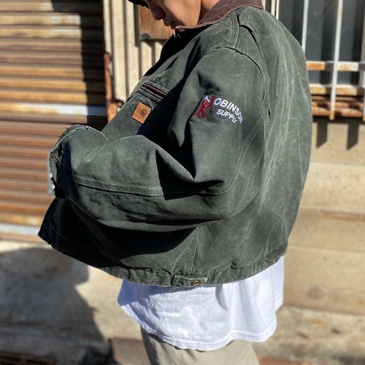 身幅約60cmCarhartt 90s 80s USA製 デトロイトジャケット グリーン L