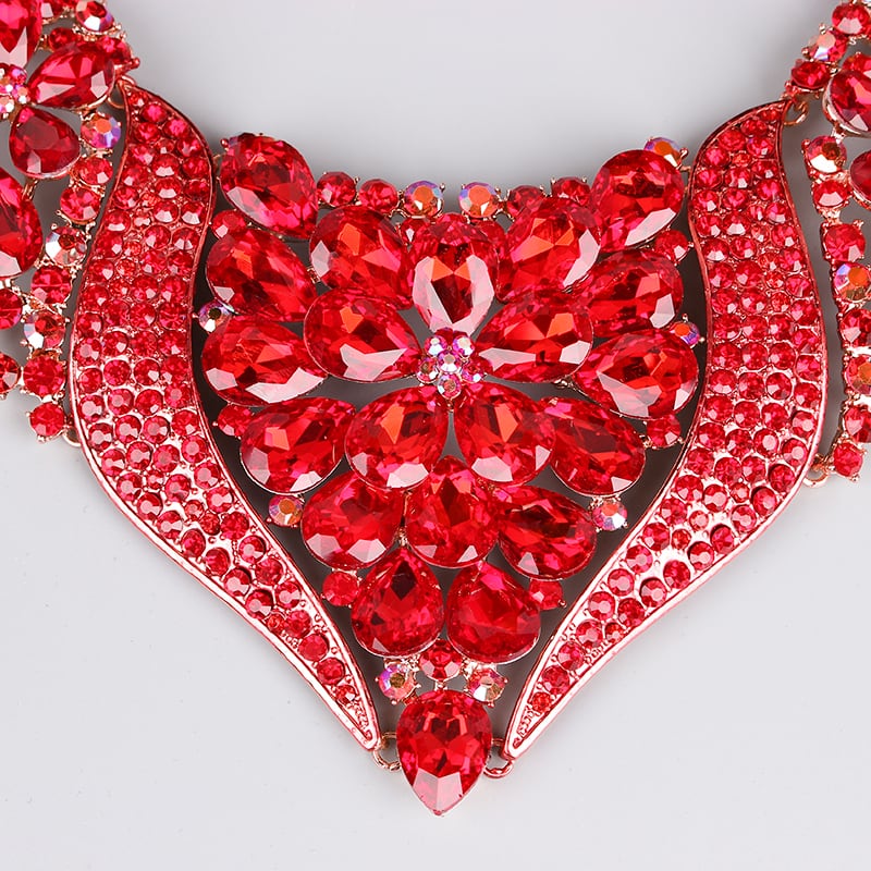 豪華なビッグクリスタルステートメント ネックレス イヤリングセット