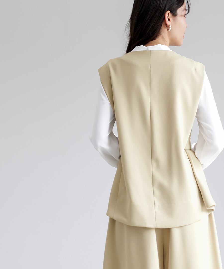 SALE 60％OFF】【 抜け感モード 】とろみツイル・フレアベルトジレ