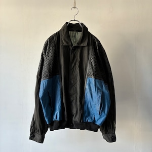 -PANCALDI- mesh design switching leather jacket