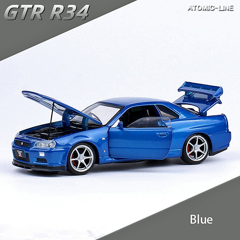 NISSAN スカイライン R34 GTR 1/32 ミニカー 全4色 ライト点灯