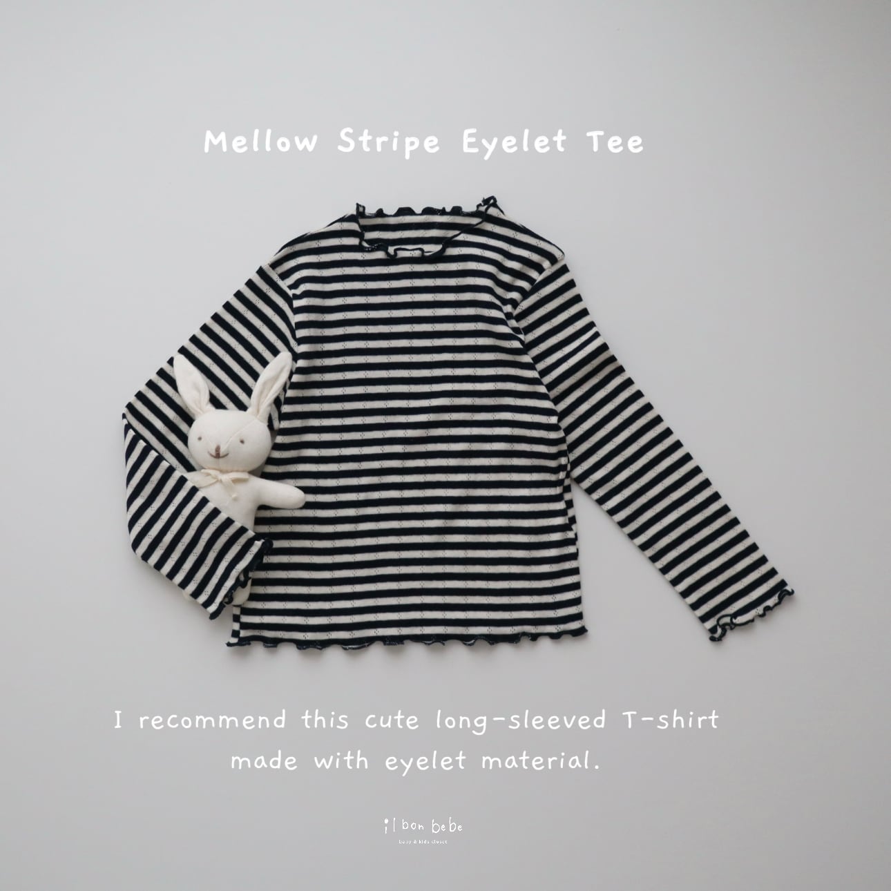 【即納】Mellow Stripe Eyelet Tee