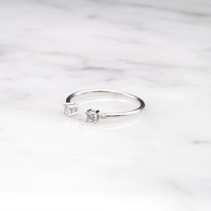 S925 DOUBLE MINI ZIRCONIA OPEN RING SILVER 6