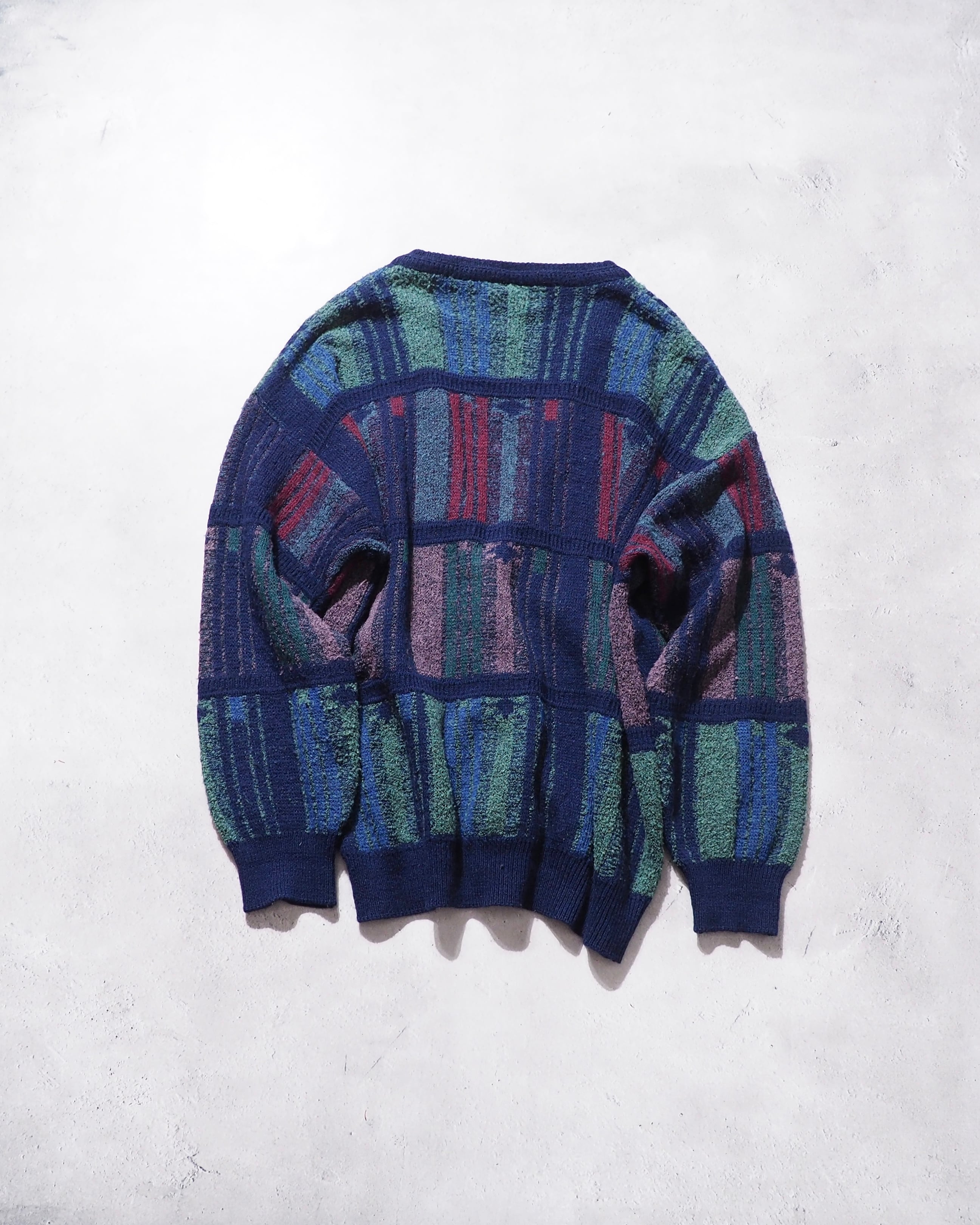 1990s " Paco Calvari " Cold tone Pile fabric vintage knit cardigan