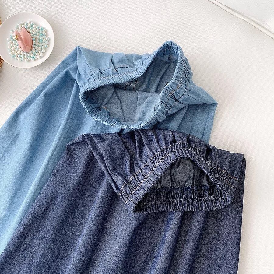 かわいいリボン猫、刺繍デニムスカート