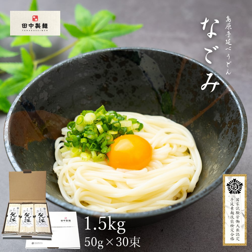 島原手延べうどん「なごみ」50g×30束 計1.5kg 細麺 乾麺 【田中製麺】