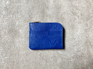 L-shaped Small Wallet: (Paisley embosses) Color : Blue