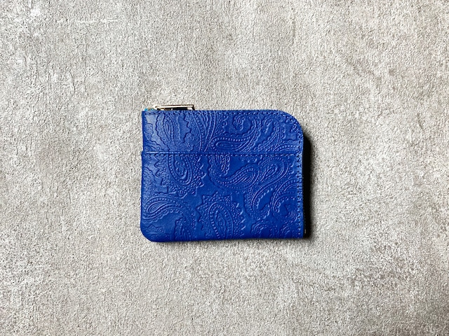 L-shaped Small Wallet: (Paisley embosses) Color : Blue