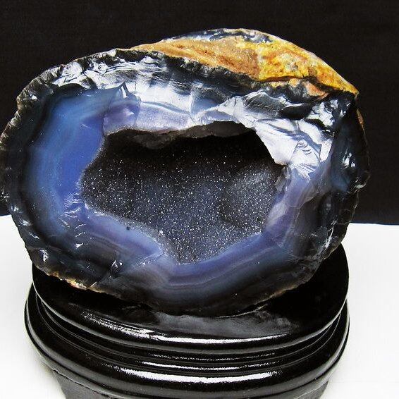 1.4Kg アゲート ジオード 原石 置物 台座付属 瑪瑙 メノウ 晶洞 一点物 181-4143