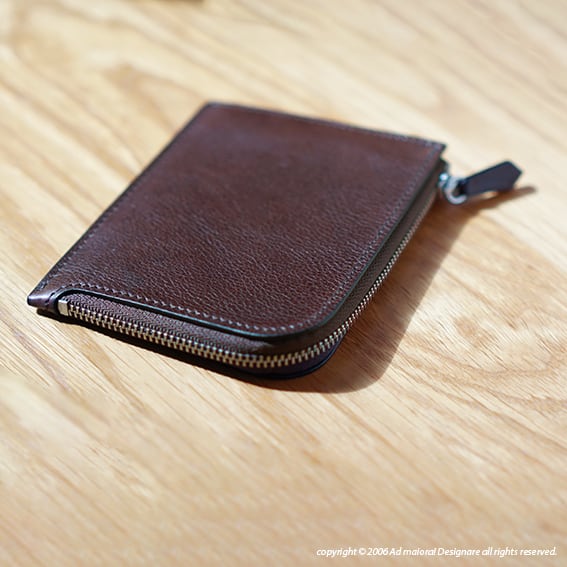 L型財布 "Leatus" ・チョコ×ターコイズ[受注制作品]