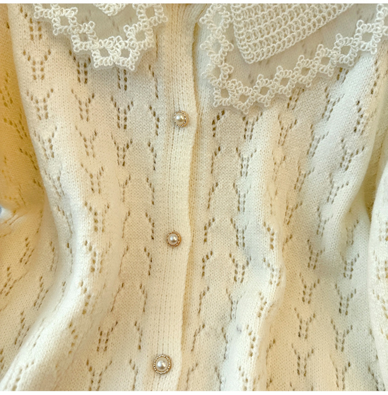 襟付きニットカーディガン