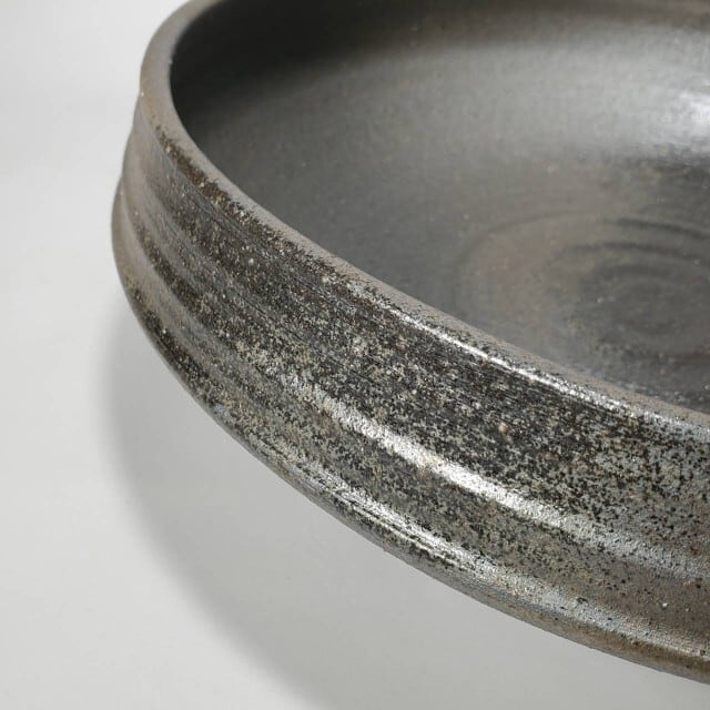 炭化ひねり水盤 12号 （信楽焼き・陶器・花瓶・花入れ・花器・壺・壷