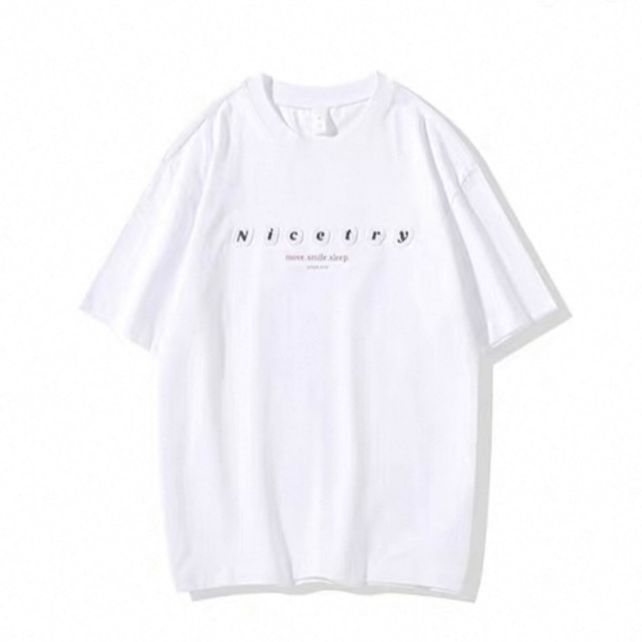 Crew Neck Text Graphic Short Sleeve T-Shirt ◇2color H0447