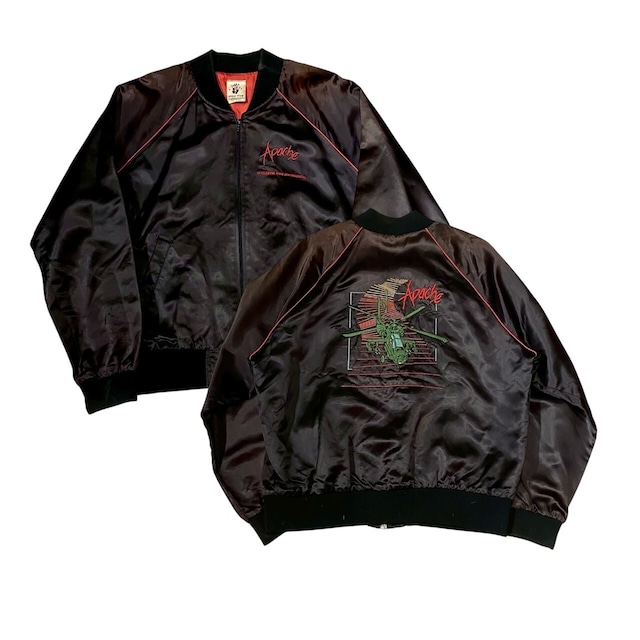 Vintage - Satin Embroidery Zip Blouson (size-L) ¥14000+tax