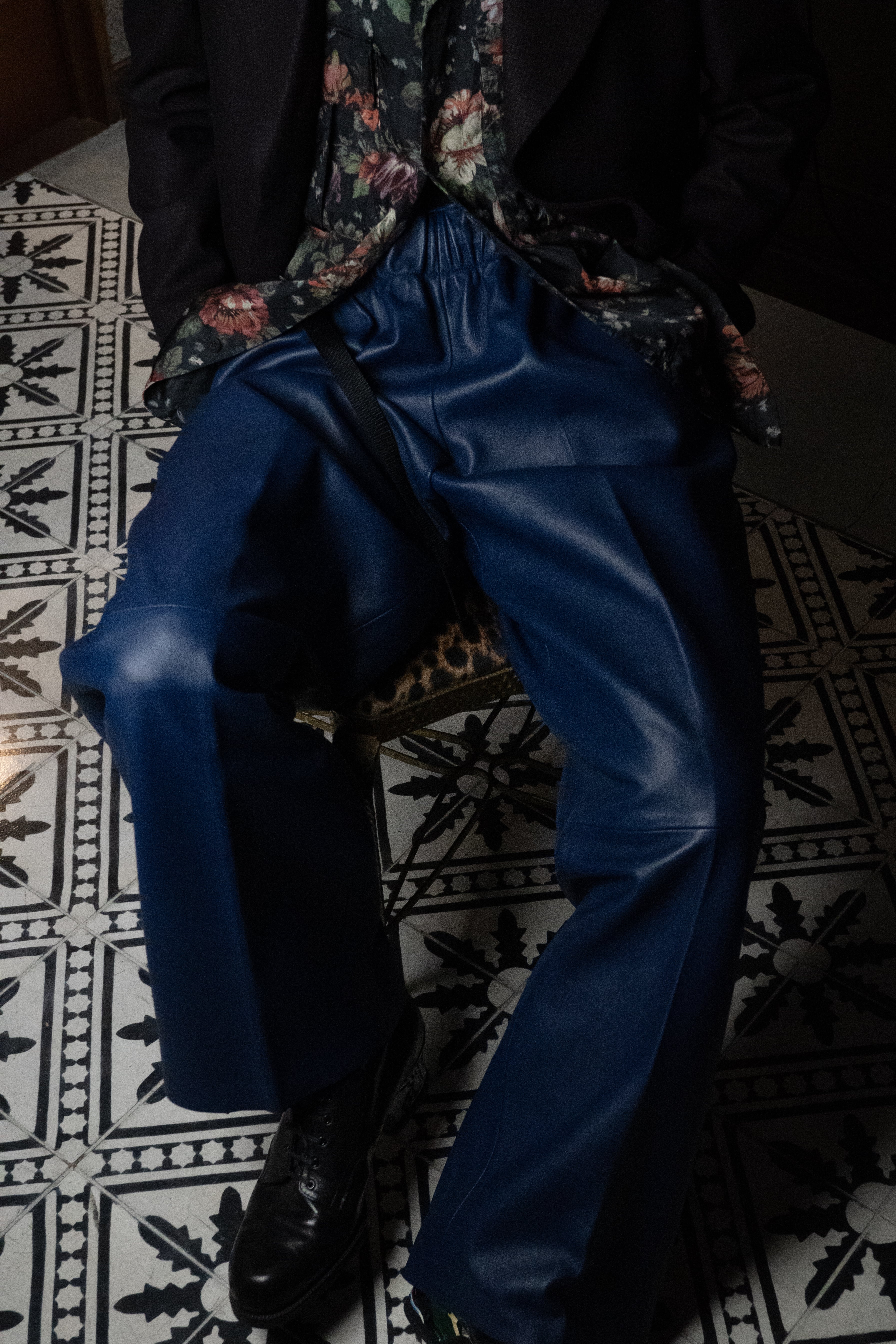 REVERBARATE / REV-24AW-LP01  LEATHER BELTED TROUSERS