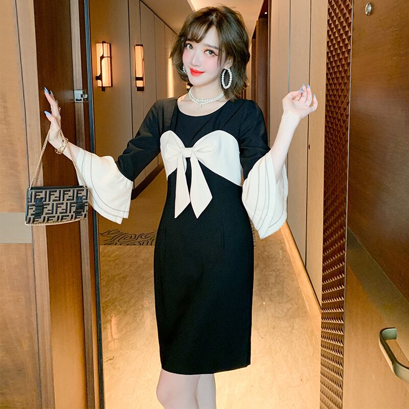 スタイルカラーリボンスリーブドレス オータム 秋物 MIUCO24435061783