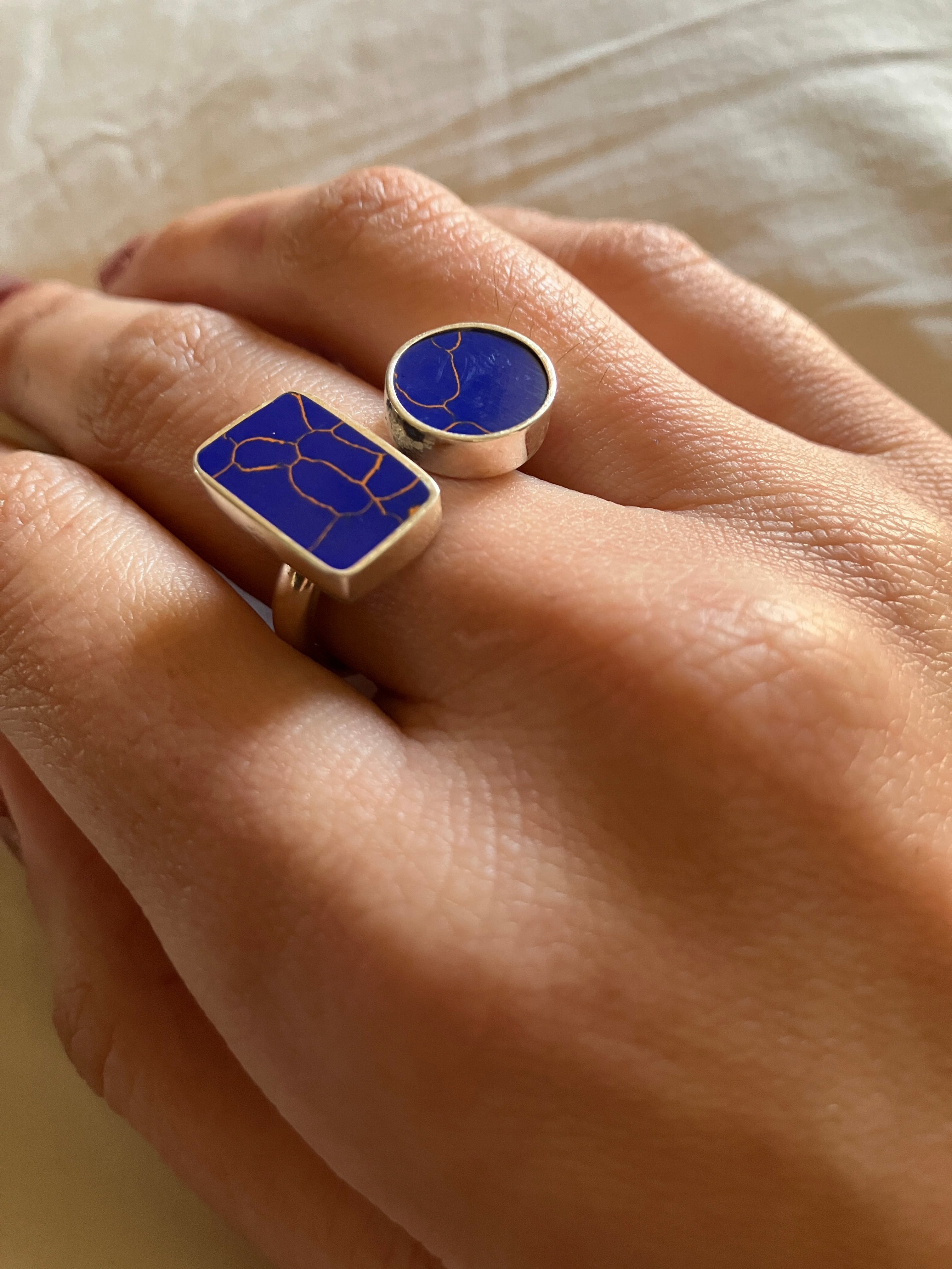 silver ring =sea blue=