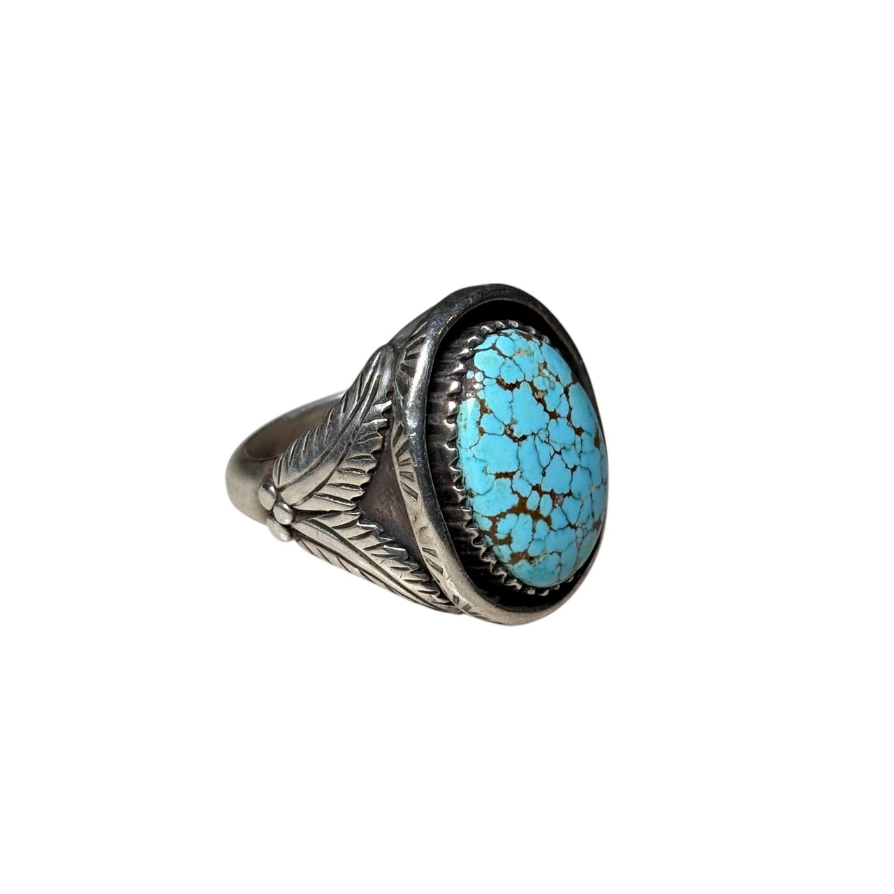 vintage Navajo silver shadow box turquoise ring