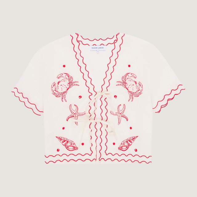 MAISON LABICHE　SEA SHELLS BLOUSE　WHITE/RED