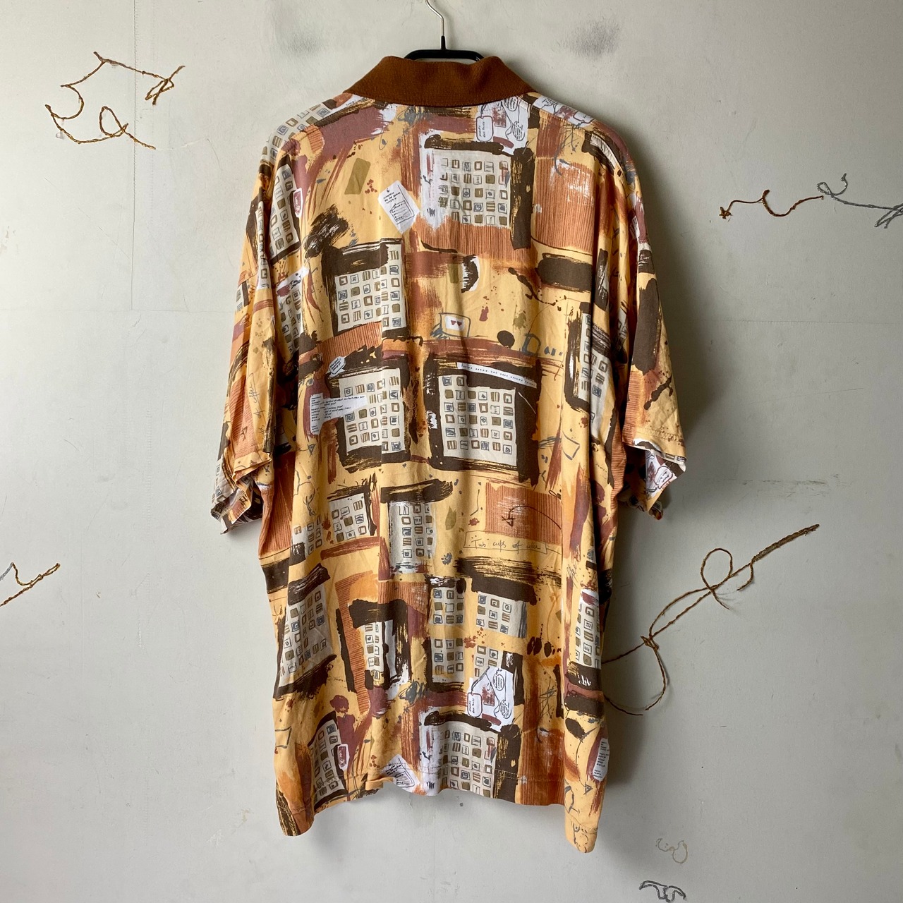 old abstract print pullover rayon shirt