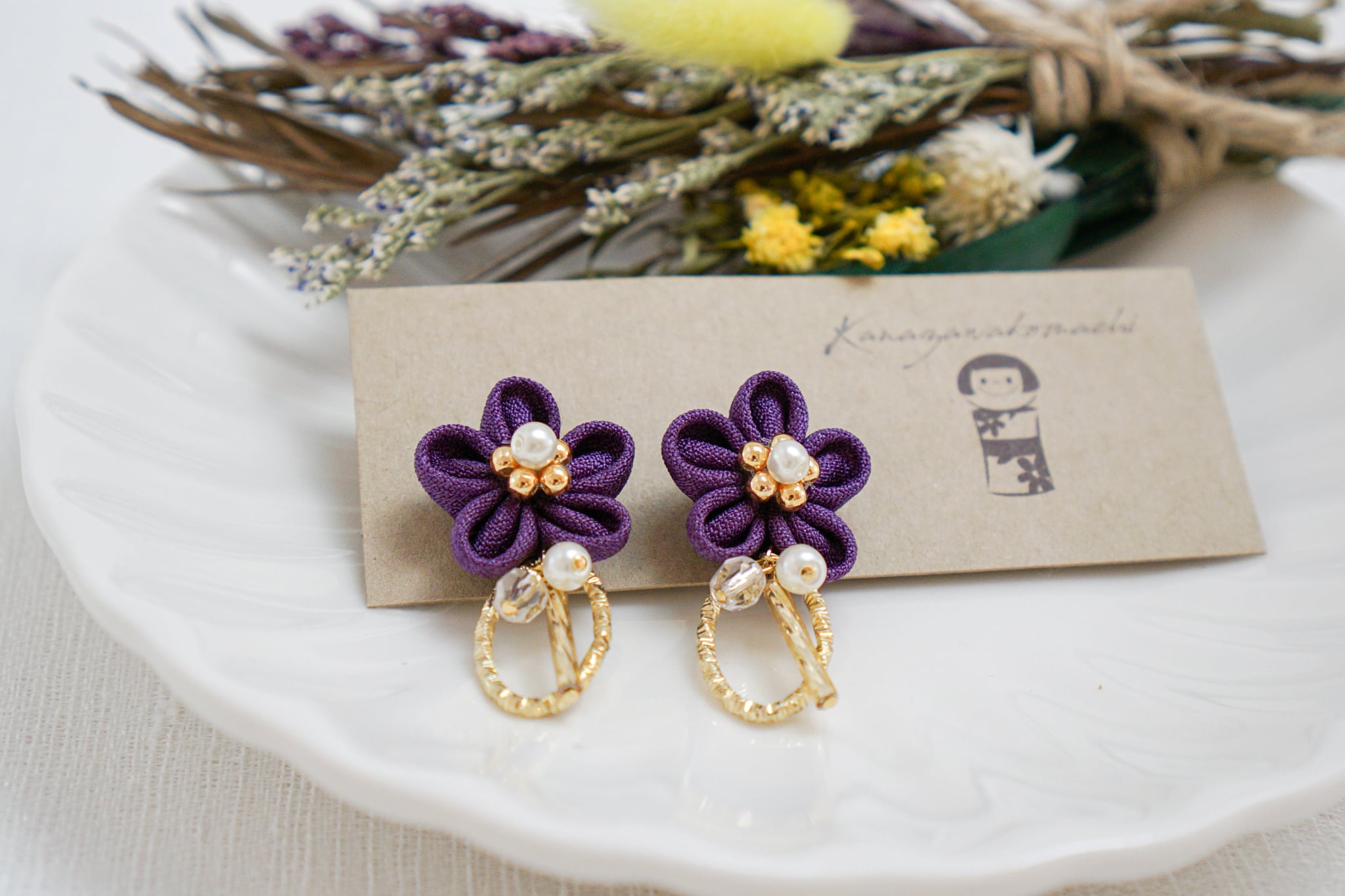 つまみ細工ピアスNO.23＊Deep color＊ | 金澤こまち -accessories-