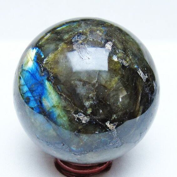ラブラドライト 丸玉 77mm スフィア 置物 一点物 151-9135