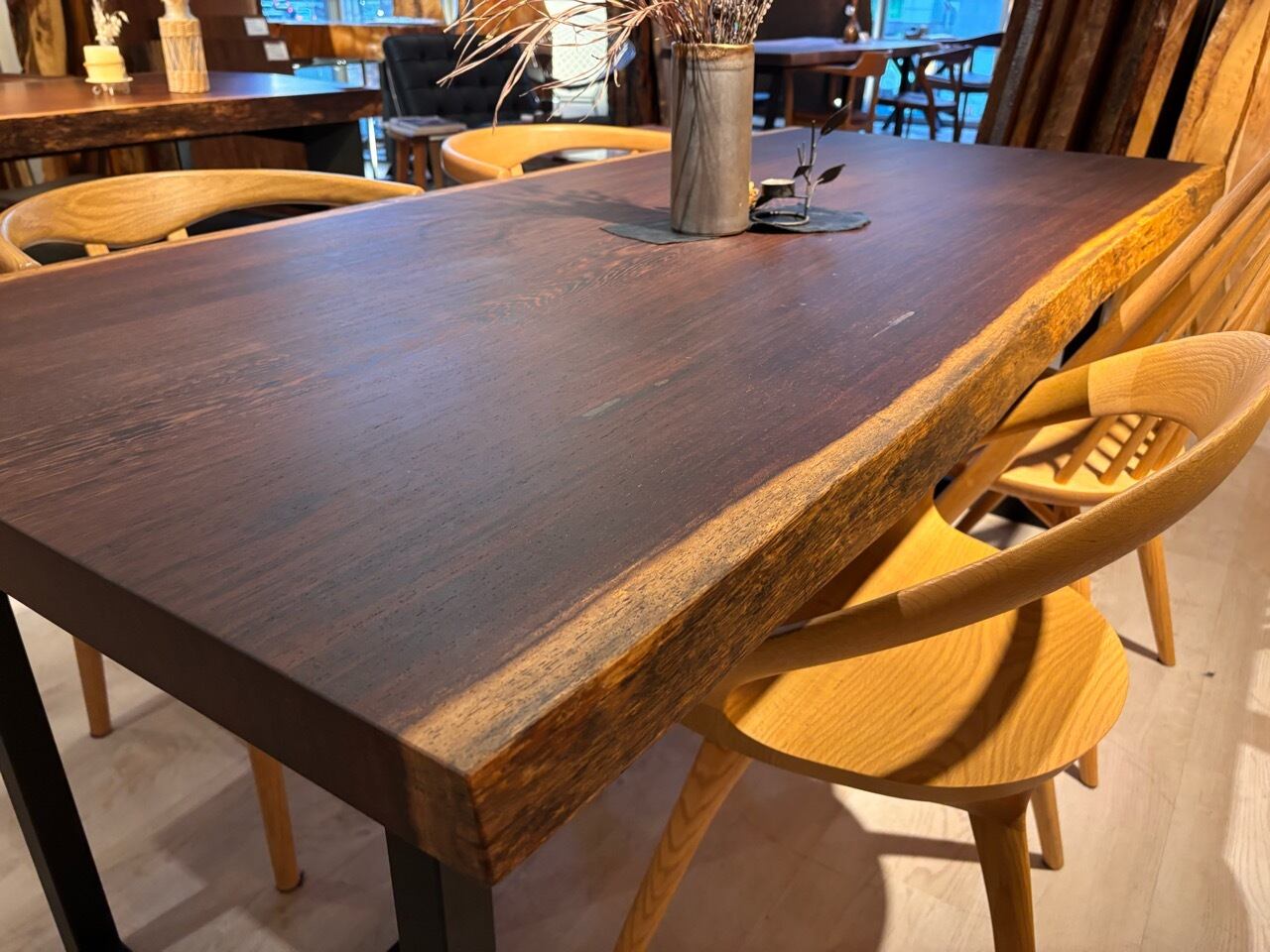 天然木 一枚板 サイドテーブル コーヒーテーブル アイアン スツール 一
