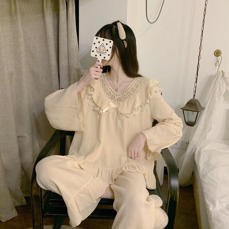 レーススタイルレディーススプリングオータム薄手 ロング コットン 春物 秋物 萌量不足11987324586