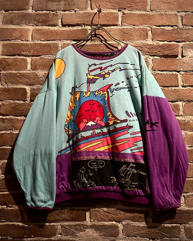 【Caka act3】80's “Peter Max” Art Design Vintage Reversible Sweatshirt