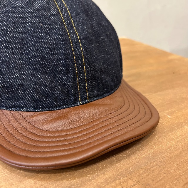 HIGHER SELVEDGE DENIM × LEATHER BRIM CAP