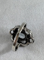 シルバーリング　ブルートパーズ天然石　18号　花型　シルバ−925