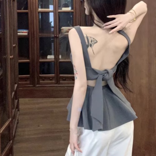 バックシャンボートネックペプラムトップス ・10425