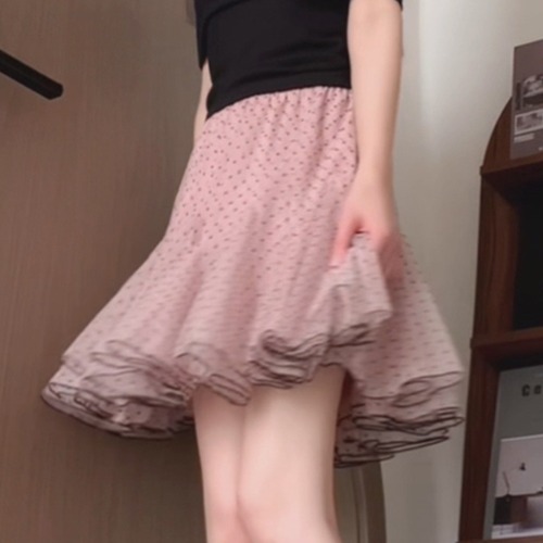 3色/シフォンドットフレアヘムスカート ・78556