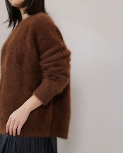 FOURAM - RACCOON CREW KNIT :Dark Brown|ラクーン100/毛足ニット/クルーネック