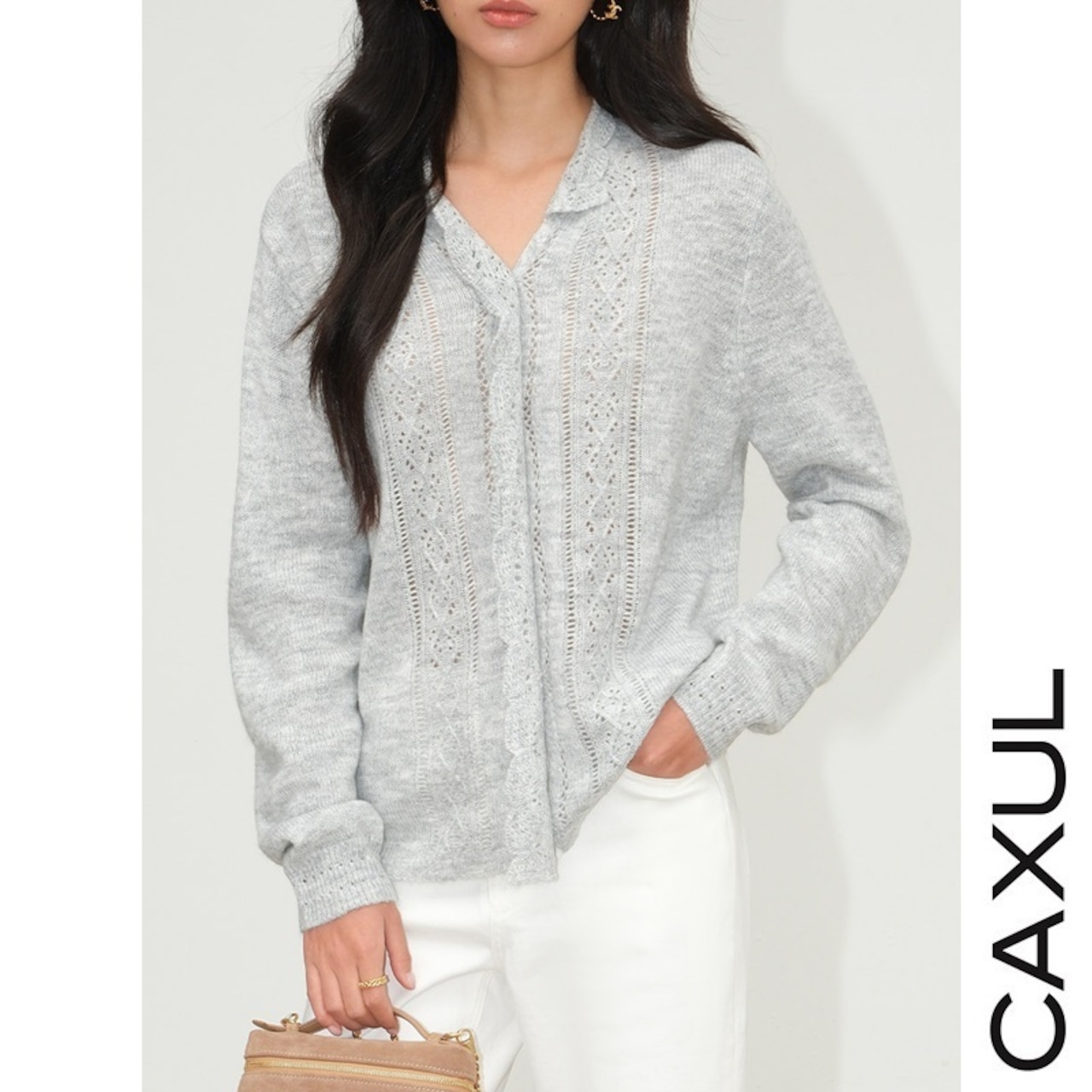 Lace Knit Collar Cardigan/2color