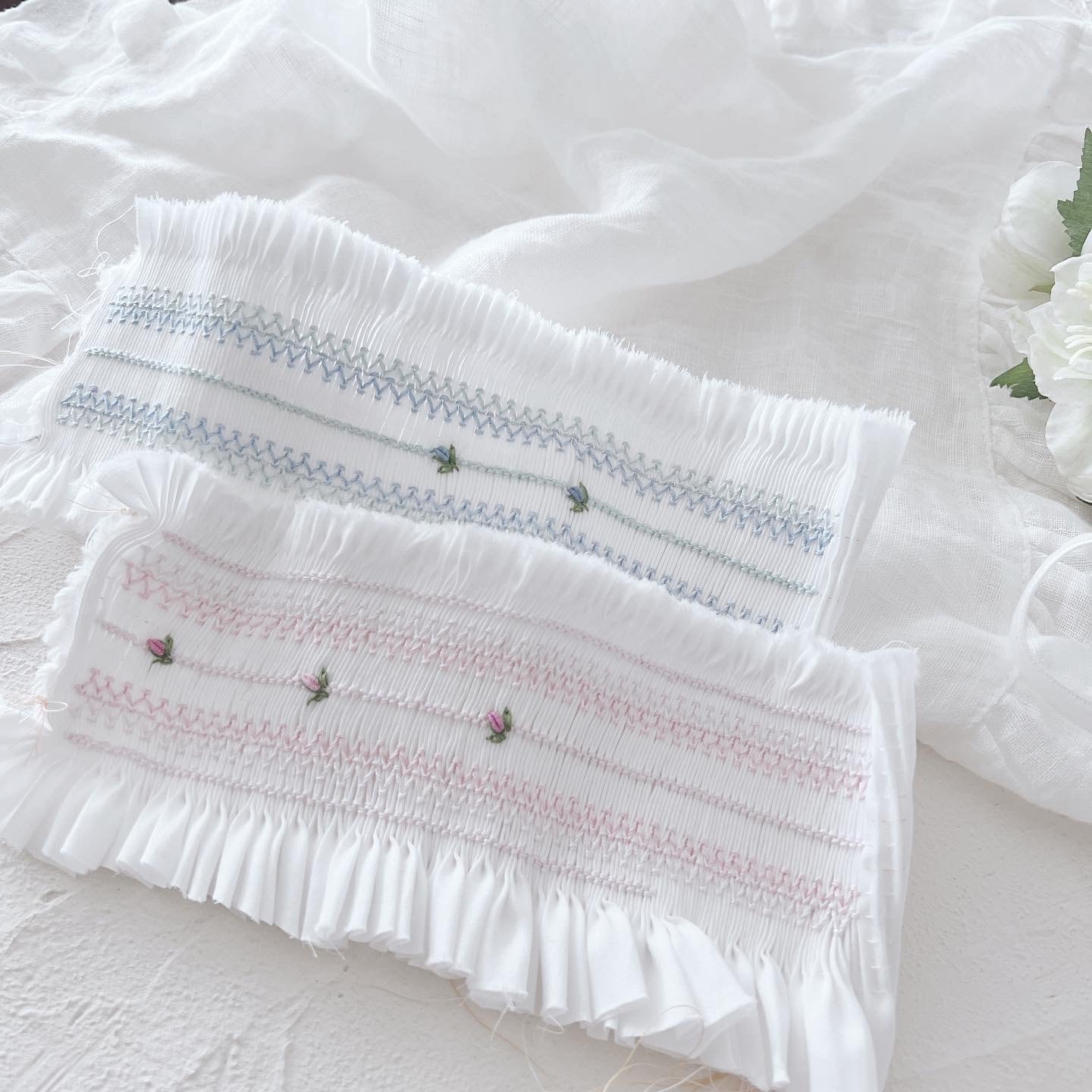 スモッキング刺繍パーツセット&刺繍用プリーツ生地 はじめての スモッキング刺繍パーツセット&刺繍用プリーツ生地 はじめての