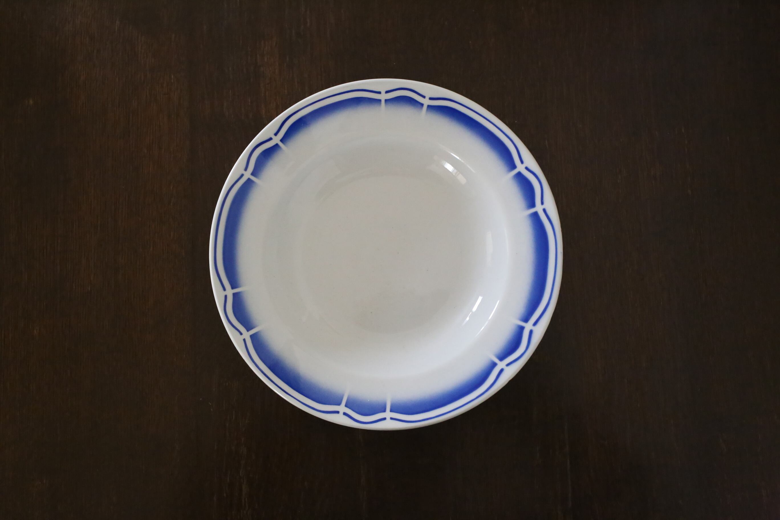 フランス アンティーク ヴィンテージ Badonviller バドンヴィレー 深皿 青縁a